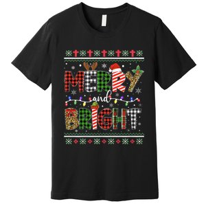 Merry And Bright Buffalo Red Plaid Family Christmas Matching Premium T-Shirt