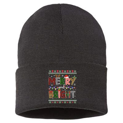 Merry And Bright Buffalo Red Plaid Family Christmas Matching Sustainable Knit Beanie