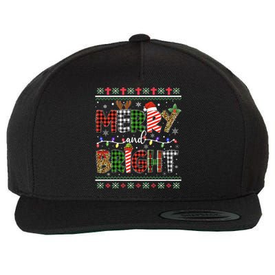 Merry And Bright Buffalo Red Plaid Family Christmas Matching Wool Snapback Cap