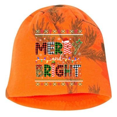 Merry And Bright Buffalo Red Plaid Family Christmas Matching Kati - Camo Knit Beanie