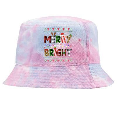 Merry And Bright Buffalo Red Plaid Family Christmas Matching Tie-Dyed Bucket Hat