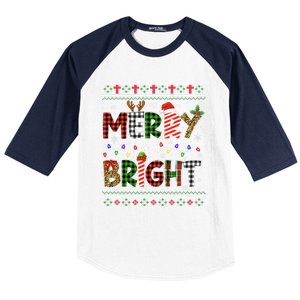 Merry And Bright Buffalo Red Plaid Family Christmas Matching Baseball Sleeve Shirt