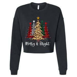 Merry And Bright Christmas Family Pajamas Matching Long Sleeve Cropped Pullover Crew