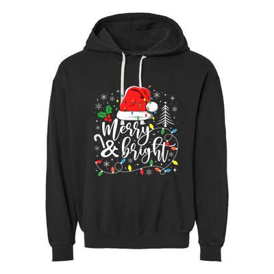 Merry And Bright Christmas Lights Xmas Garment-Dyed Fleece Hoodie