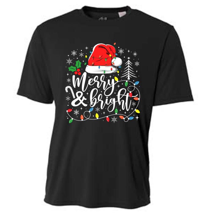 Merry And Bright Christmas Lights Xmas Cooling Performance Crew T-Shirt