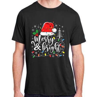 Merry And Bright Christmas Lights Xmas Adult ChromaSoft Performance T-Shirt