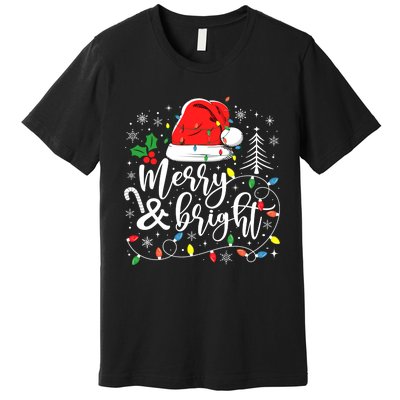 Merry And Bright Christmas Lights Xmas Premium T-Shirt