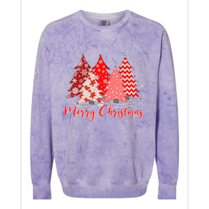 Merry And Bright Red Christmas Tree Red Christmas Costume Colorblast Crewneck Sweatshirt