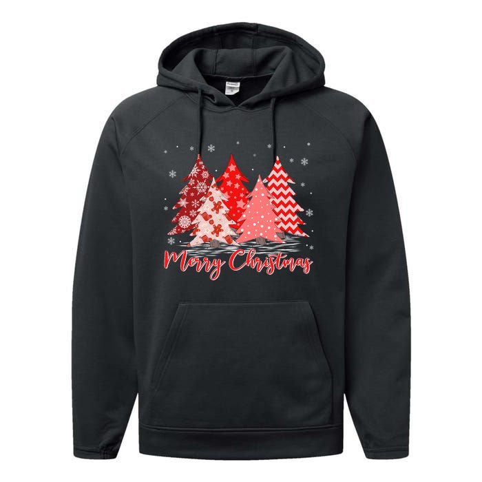 Merry And Bright Red Christmas Tree Red Christmas Costume Performance Fleece Hoodie