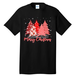 Merry And Bright Red Christmas Tree Red Christmas Costume Tall T-Shirt