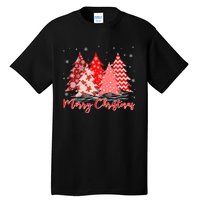 Merry And Bright Red Christmas Tree Red Christmas Costume Tall T-Shirt