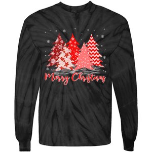 Merry And Bright Red Christmas Tree Red Christmas Costume Tie-Dye Long Sleeve Shirt