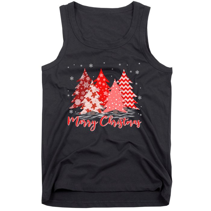 Merry And Bright Red Christmas Tree Red Christmas Costume Tank Top