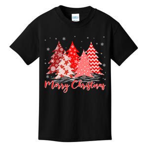 Merry And Bright Red Christmas Tree Red Christmas Costume Kids T-Shirt