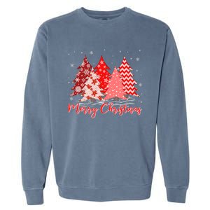 Merry And Bright Red Christmas Tree Red Christmas Costume Garment-Dyed Sweatshirt