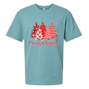 Merry And Bright Red Christmas Tree Red Christmas Costume Sueded Cloud Jersey T-Shirt