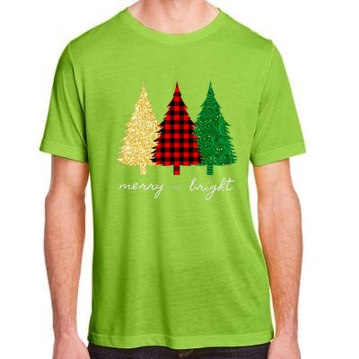 Merry And Bright Red Yellow Green Christmas Trees Premium Adult ChromaSoft Performance T-Shirt