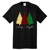 Merry And Bright Red Yellow Green Christmas Trees Premium Tall T-Shirt