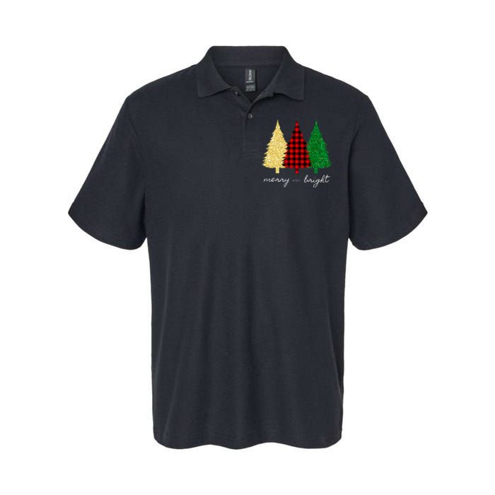 Merry And Bright Red Yellow Green Christmas Trees Premium Softstyle Adult Sport Polo