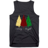 Merry And Bright Red Yellow Green Christmas Trees Premium Tank Top