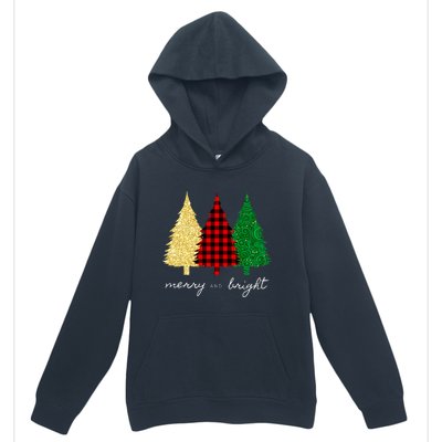 Merry And Bright Red Yellow Green Christmas Trees Premium Urban Pullover Hoodie