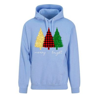 Merry And Bright Red Yellow Green Christmas Trees Premium Unisex Surf Hoodie