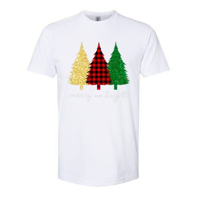 Merry And Bright Red Yellow Green Christmas Trees Premium Softstyle® CVC T-Shirt