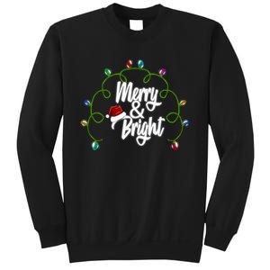 Merry And Bright Santa Hat Colorful Lights Christmas Gift Sweatshirt