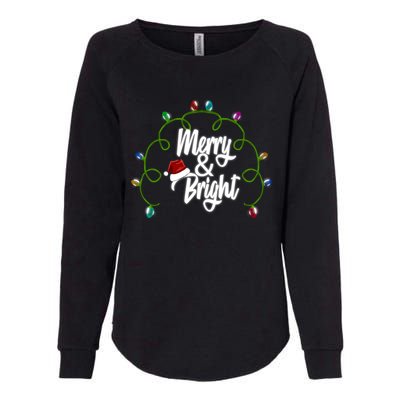 Merry And Bright Santa Hat Colorful Lights Christmas Gift Womens California Wash Sweatshirt