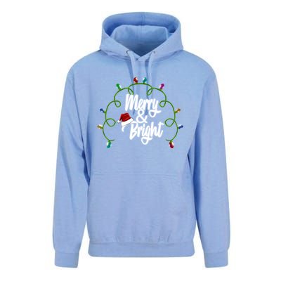 Merry And Bright Santa Hat Colorful Lights Christmas Gift Unisex Surf Hoodie