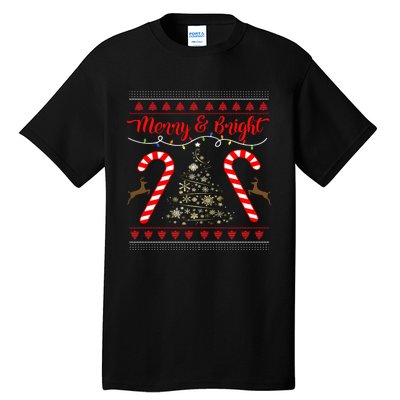 Merry And Bright Candy Cane Christmas Jumper Gift Idea Hoodie Tall T-Shirt