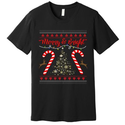 Merry And Bright Candy Cane Christmas Jumper Gift Idea Hoodie Premium T-Shirt