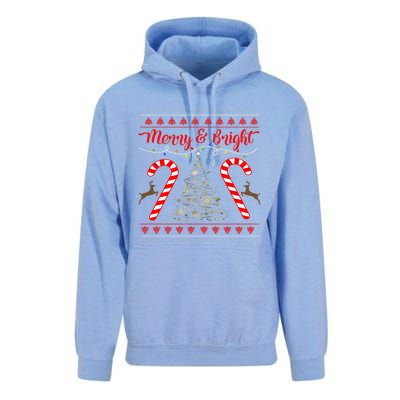 Merry And Bright Candy Cane Christmas Jumper Gift Idea Hoodie Unisex Surf Hoodie