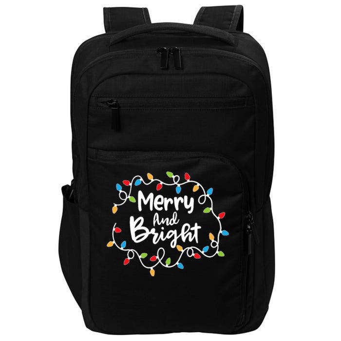 Merry And Bright Santa Christmas Xmas Lights Pajamas Holiday Impact Tech Backpack