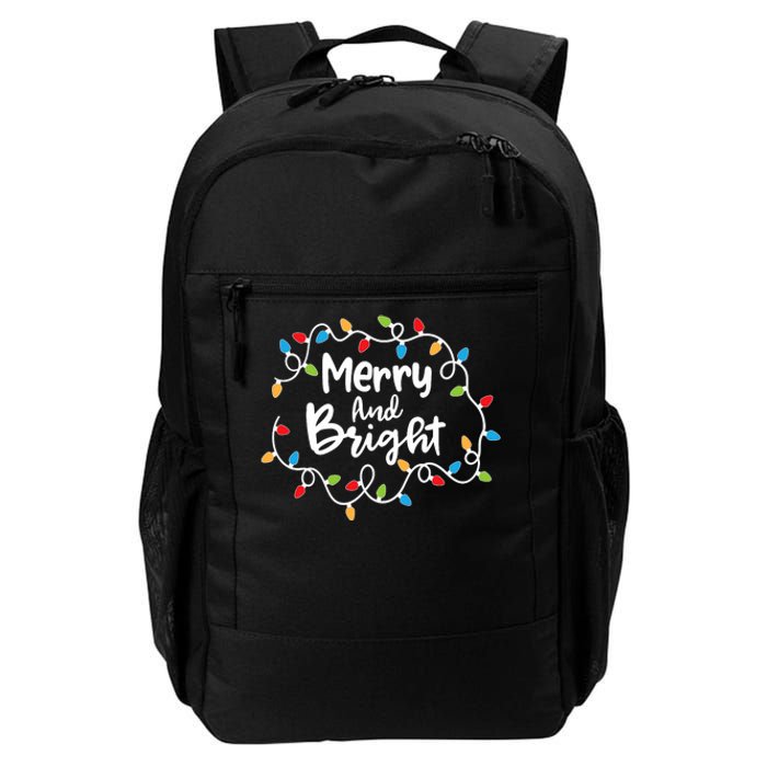 Merry And Bright Santa Christmas Xmas Lights Pajamas Holiday Daily Commute Backpack