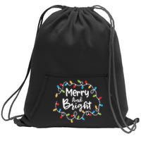 Merry And Bright Santa Christmas Xmas Lights Pajamas Holiday Sweatshirt Cinch Pack Bag