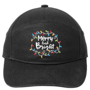 Merry And Bright Santa Christmas Xmas Lights Pajamas Holiday 7-Panel Snapback Hat