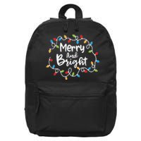 Merry And Bright Santa Christmas Xmas Lights Pajamas Holiday 16 in Basic Backpack