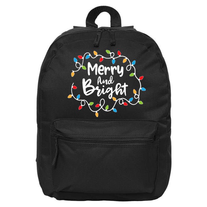 Merry And Bright Santa Christmas Xmas Lights Pajamas Holiday 16 in Basic Backpack