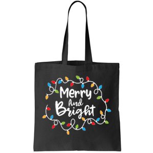 Merry And Bright Santa Christmas Xmas Lights Pajamas Holiday Tote Bag