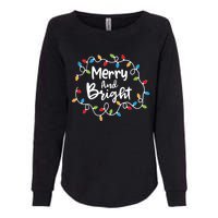 Merry And Bright Santa Christmas Xmas Lights Pajamas Holiday Womens California Wash Sweatshirt