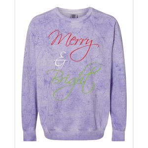 Merry And Bright Christmas Festive Mood Family Matching Gift Long Sleeve Colorblast Crewneck Sweatshirt