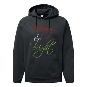 Merry And Bright Christmas Festive Mood Family Matching Gift Long Sleeve Performance Fleece Hoodie