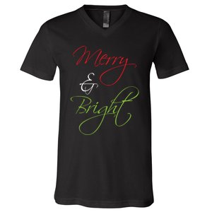 Merry And Bright Christmas Festive Mood Family Matching Gift Long Sleeve V-Neck T-Shirt