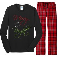 Merry And Bright Christmas Festive Mood Family Matching Gift Long Sleeve Long Sleeve Pajama Set