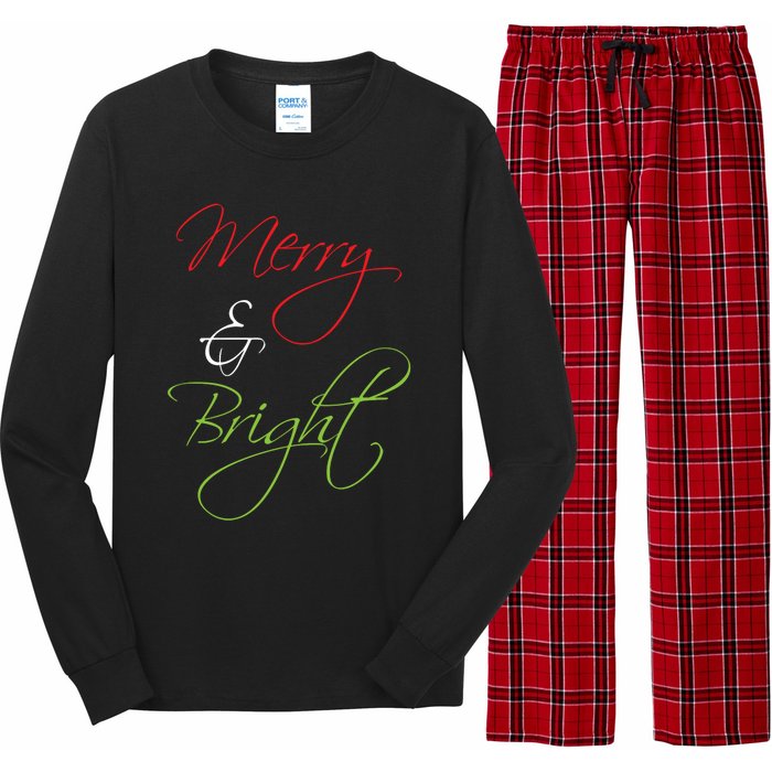 Merry And Bright Christmas Festive Mood Family Matching Gift Long Sleeve Long Sleeve Pajama Set