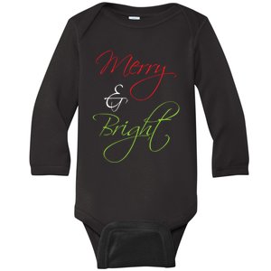 Merry And Bright Christmas Festive Mood Family Matching Gift Long Sleeve Baby Long Sleeve Bodysuit