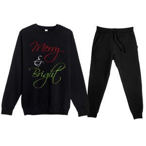 Merry And Bright Christmas Festive Mood Family Matching Gift Long Sleeve Premium Crewneck Sweatsuit Set