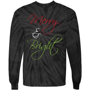 Merry And Bright Christmas Festive Mood Family Matching Gift Long Sleeve Tie-Dye Long Sleeve Shirt