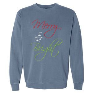 Merry And Bright Christmas Festive Mood Family Matching Gift Long Sleeve Garment-Dyed Sweatshirt